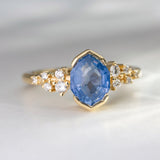 Custom Fancy Cut Cornflower Blue Sapphire & Diamond Engagement Ring