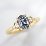 1.74ct Clara Gray Oval Sapphire & Diamond Engagement Ring