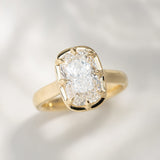 3.11ct Collet Elongated Cushion Lab Grown Diamond Engagement Ring