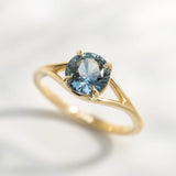 1.63ct Stella Round Teal Sapphire & Diamond Engagement Ring