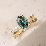 1.76ct Celestial Teal Oval Sapphire & Diamond Engagement Ring