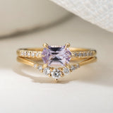 1.12ct Eva Lilac Hexagon Sapphire & Pavé Diamond Engagement Ring
