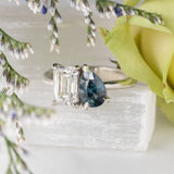 1.35ct Gemma Pear Teal Sapphire & 1.59ct LG Diamond Ring