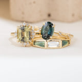 0.85ct Teal Australian Sapphire Tapered Baguette and 0.46ct Diamond Baguette Ring