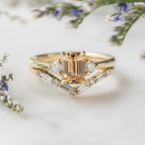 1.59ct Zara Emerald Peach Sapphire & Diamond Engagement Ring
