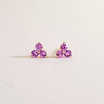 Trio gemstone pink sapphire earrings