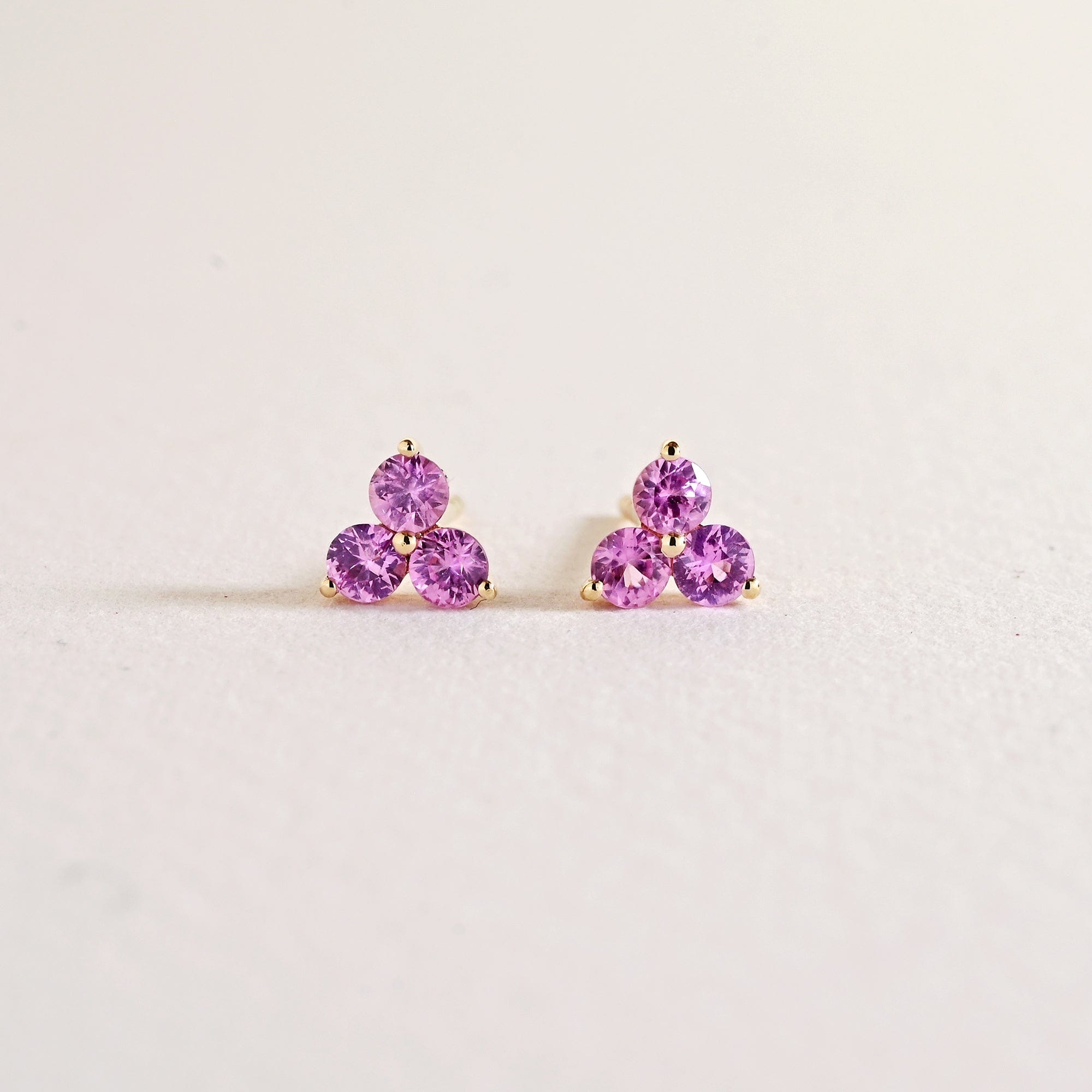 Trio gemstone pink sapphire earrings