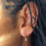 Baguette diamond charm for huggie earrings