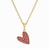 Mini Ruby Heart Pendant Necklace