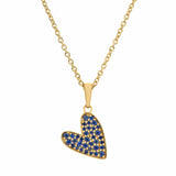 Mini Sapphire Heart Pendant Necklace