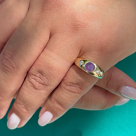 1.07ct Rey Round Purple Sapphire and Diamond Engagement Ring