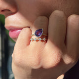 2.10ct Bezel Pear Purple Sapphire Engagement Ring