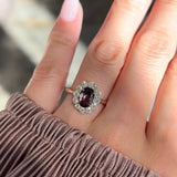 1.28ct Marisol Oval Raspberry Sapphire & Diamond Halo Engagement Ring