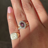 1.28ct Marisol Oval Raspberry Sapphire & Diamond Halo Engagement Ring