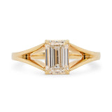 Custom Emerald Cut Diamond Split Shank Ring
