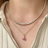 Mini Ruby Heart Pendant Necklace