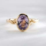 1.70ct Willow Oval Light Purple Sapphire Engagement Ring with Leaf Accents