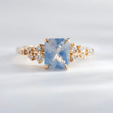 2.05ct Cielo Radiant Opalescent White Sapphire & Diamond Engagement Ring