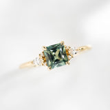 1.02ct Lena Emerald Cut Seafoam Teal Sapphire & Diamond Engagement Ring