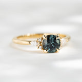 1.01ct Lena Round Teal Sapphire & Diamond Engagement Ring