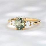 1.62ct Clara Oval Light Green Sapphire and Diamond Engagement Ring
