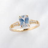 2.22ct Victoria Radiant-Cut Opalescent White Sapphire & Diamond Engagement Ring
