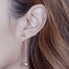 White Space Pearl Swing Earrings