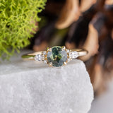 1.19ct Lena Round Teal Sapphire & Diamond Engagement Ring