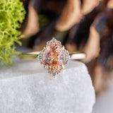 1.63ct Serena Oval Peach Sapphire & Diamond Engagement Ring