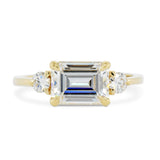 Zara East-West Emerald Cut Three Stone Moissanite Engagement Ring (Size 6.5)