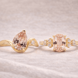 1.72ct Venus Pear Peach Sapphire & Diamond Engagement Ring