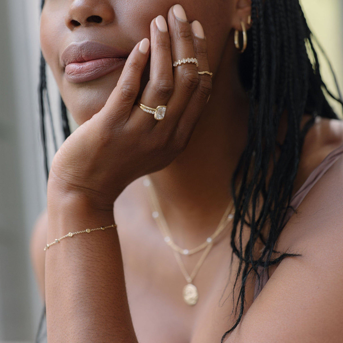 Valerie Madison fine jewelry styled on a model