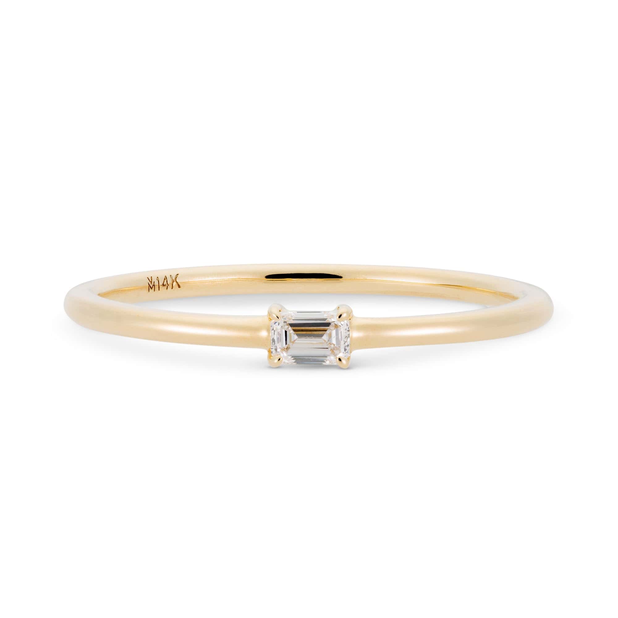 Emerald cut diamond stacking ring 14K gold