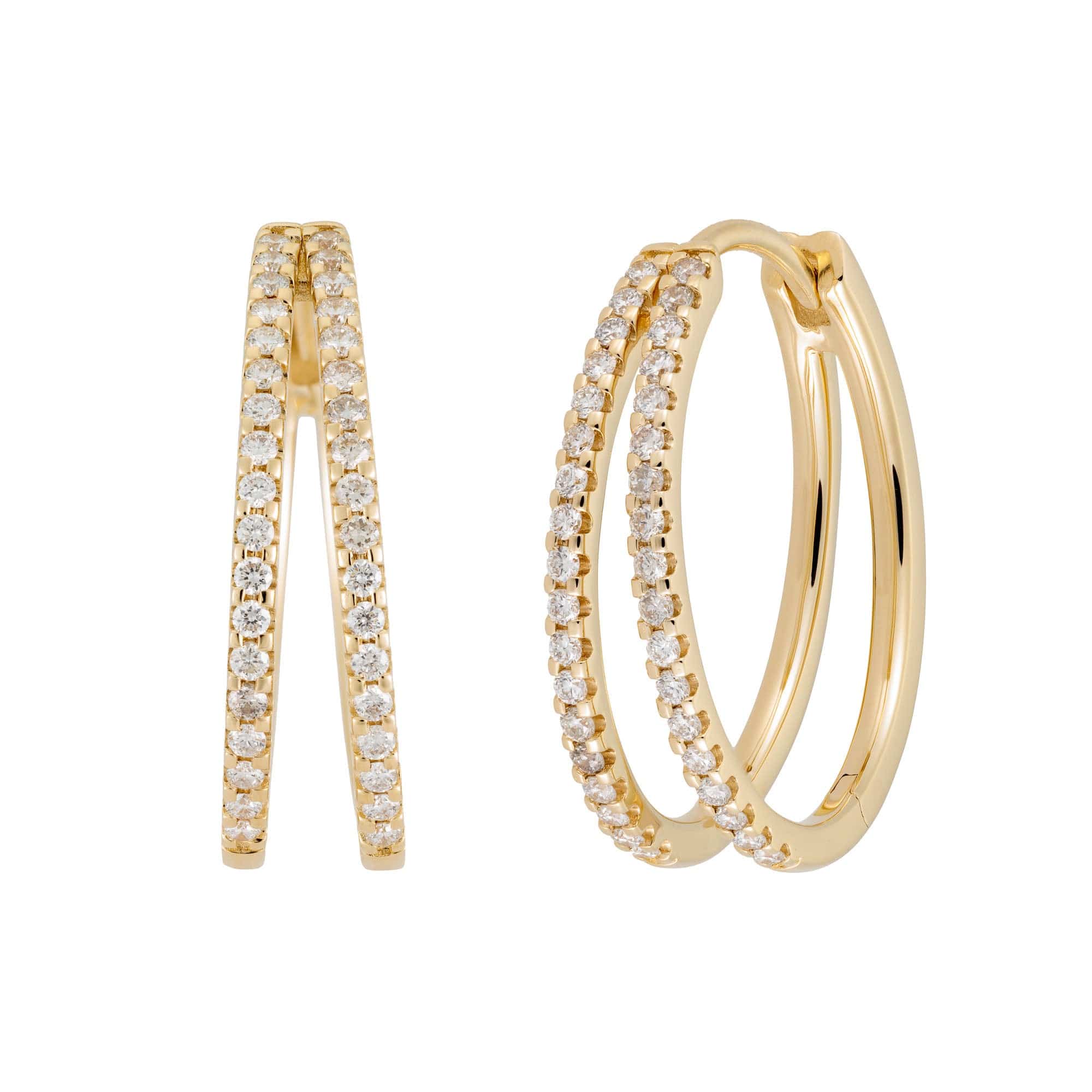 pave hoop earrings in 14K yellow gold