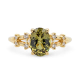 1.68ct Stella Oval Olive Green Sapphire & Diamond Engagement Ring
