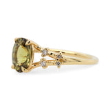1.68ct Stella Oval Olive Green Sapphire & Diamond Engagement Ring