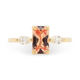 1.58ct Zara Radiant Peach Sapphire & Marquise Diamond Engagement Ring