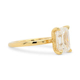 3.04ct Flora Emerald-Cut Lab Grown Diamond Engagement Ring with Leaf Accents