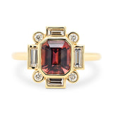 2.03ct Art Deco Merlot Sapphire & Lab Grown Diamond Accents Engagement Ring