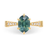 2.04ct Victoria Oval Teal Sapphire & Diamond Engagement Ring