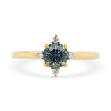 0.78ct Roma Teal Montana Sapphire Compass Diamond Ring