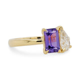 Gemma Violet Emerald Cut Sapphire & Pear Lab Grown Diamond Engagement Ring