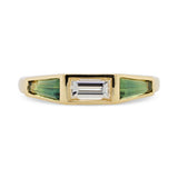 0.85ct Teal Australian Sapphire Tapered Baguette and 0.46ct Diamond Baguette Ring