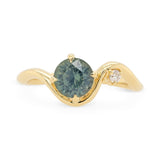 1.05ct Venus Round Teal Montana Sapphire & Diamond Engagement Ring