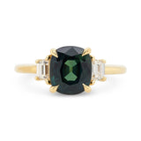 2.52ct Zara Cushion Teal Sapphire & Diamond Engagement Ring