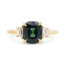 2.52ct Zara Cushion Teal Sapphire & Diamond Engagement Ring