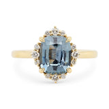 Custom Cushion Light Blue Sapphire & Diamond Ring