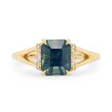 2.52ct Stella Octagon Opalescent Teal Sapphire & Diamond Ring