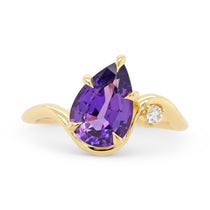 2.10ct Venus Pear Purple Sapphire & Diamond Engagement Ring