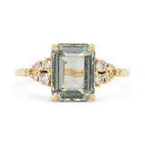 3.02ct Cielo Emerald Cut Mint Green Sapphire & Diamond Engagement Ring